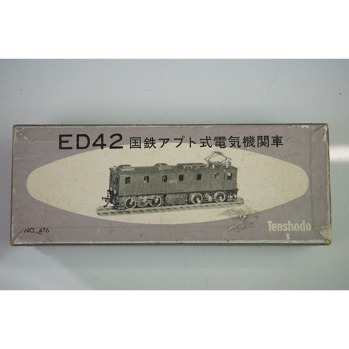 204 - Boxed Tenshodo HO gauge No 476 ED42 -10 brass locomotive (Japan), painted, appearing excellent, gd b... 