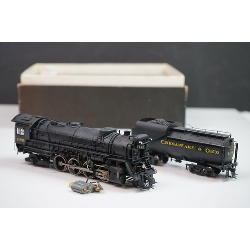 212 - Boxed Hallmark Models INC HO gauge Chesapeake & Ohio K-2 2-8-2 1189 brass locomotive & tender, made ... 