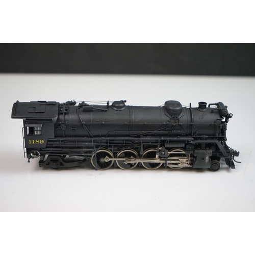 212 - Boxed Hallmark Models INC HO gauge Chesapeake & Ohio K-2 2-8-2 1189 brass locomotive & tender, made ... 