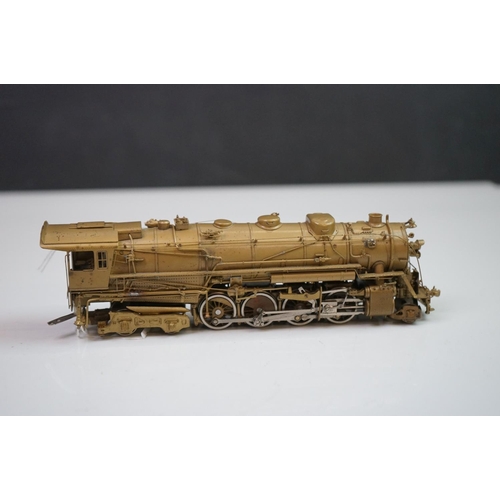 222 - Boxed Overland Models INC HO gauge C&NW J-4 2-8-4  brass locomotive & tender made in Korea by Sam Kw... 