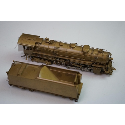 222 - Boxed Overland Models INC HO gauge C&NW J-4 2-8-4  brass locomotive & tender made in Korea by Sam Kw... 