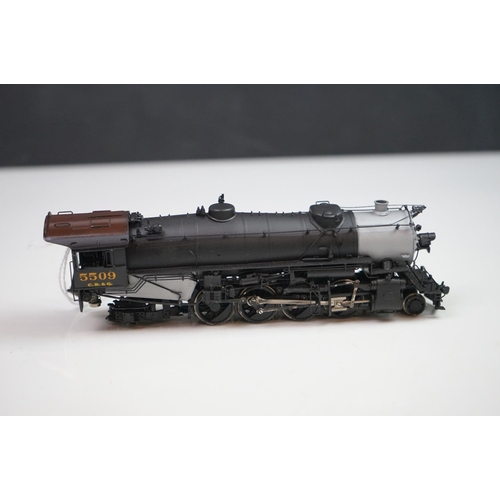 224 - Boxed Overland Models INC HO gauge CB&Q Q-4 2-8-2 5509 Burlington Route brass locomotive & tender ma... 