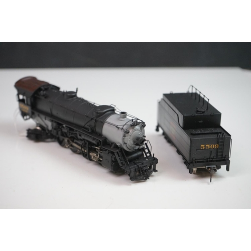 224 - Boxed Overland Models INC HO gauge CB&Q Q-4 2-8-2 5509 Burlington Route brass locomotive & tender ma... 