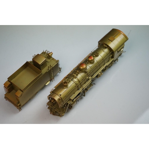 228 - Boxed Sunset Models HO gauge Denver & Salt Lake 2-8-2 (FWH) brass locomotive & tender, unpainted, ma... 