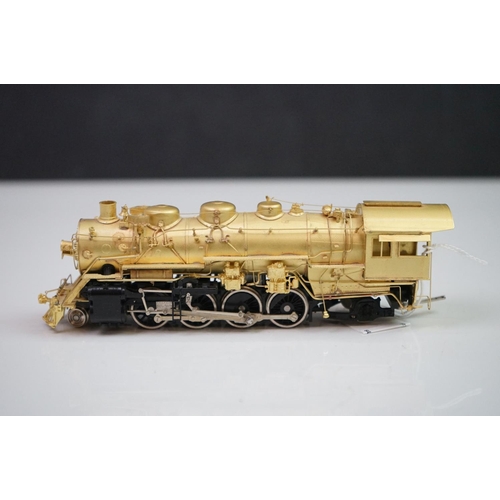 253 - Boxed Sunset Models HO gauge Santa Fe 2-8-2 3160/4000 Class brass locomotive & tender, unpainted, ma... 