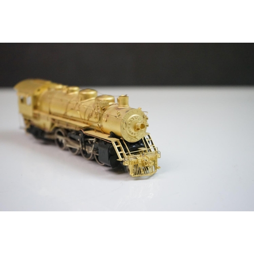 253 - Boxed Sunset Models HO gauge Santa Fe 2-8-2 3160/4000 Class brass locomotive & tender, unpainted, ma... 