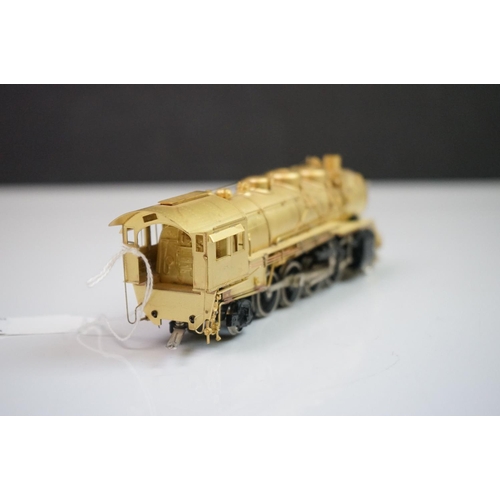 253 - Boxed Sunset Models HO gauge Santa Fe 2-8-2 3160/4000 Class brass locomotive & tender, unpainted, ma... 