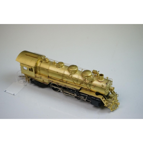 253 - Boxed Sunset Models HO gauge Santa Fe 2-8-2 3160/4000 Class brass locomotive & tender, unpainted, ma... 