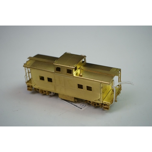 265 - Three boxed Overland Models HO gauge brass items of rolling stock to include PRR X-28a Boxcar (paint... 