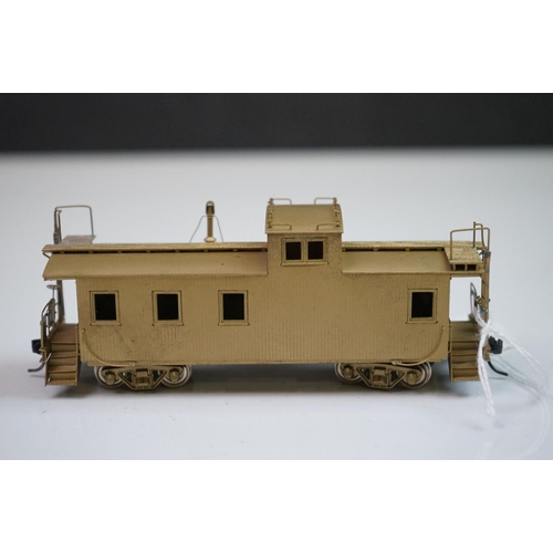 268 - Four boxed Overland Models HO gauge brass items of rolling stock to include Ma & Pa Caboose no 2002 ... 