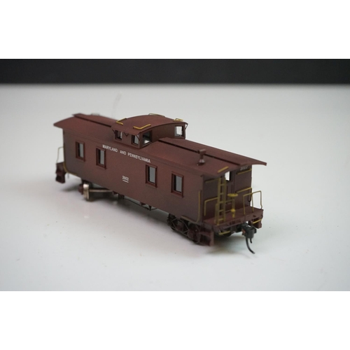 268 - Four boxed Overland Models HO gauge brass items of rolling stock to include Ma & Pa Caboose no 2002 ... 