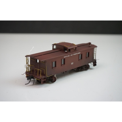 268 - Four boxed Overland Models HO gauge brass items of rolling stock to include Ma & Pa Caboose no 2002 ... 