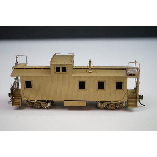 268 - Four boxed Overland Models HO gauge brass items of rolling stock to include Ma & Pa Caboose no 2002 ... 