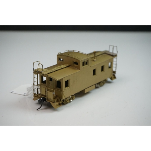 268 - Four boxed Overland Models HO gauge brass items of rolling stock to include Ma & Pa Caboose no 2002 ... 