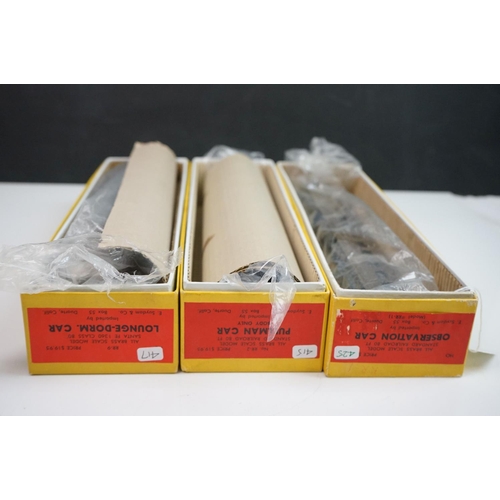 272 - Three boxed E Suydam & Co HO Railroad Equipment items of brass rolling stock to include RR-9 Lounge-... 