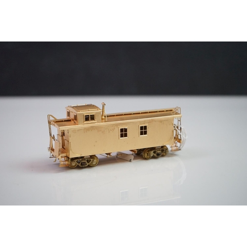 276 - Three boxed HO gauge brass Caboose models to include 2 x CNR Modern Caboose (one painted, one unpain... 