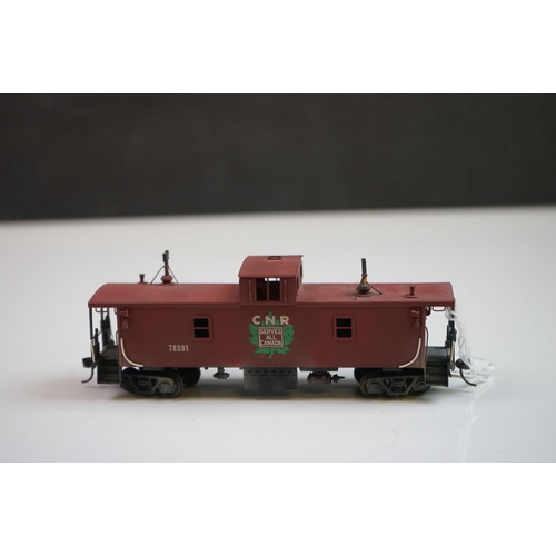 276 - Three boxed HO gauge brass Caboose models to include 2 x CNR Modern Caboose (one painted, one unpain... 