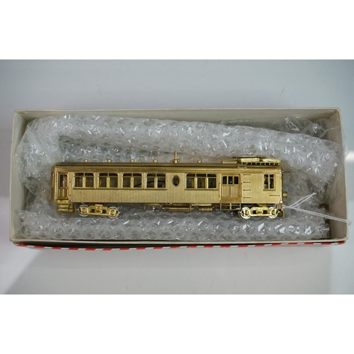 294 - Boxed Hall Scott Motor Car HO gauge Nevada Copper Belt #21 brass locomotive, made in Japan, unpainte... 