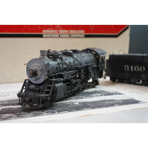 317 - Boxed Westside Model Company O gauge Atchison, Topeka & Santa Fe #3160 2-8-2 brass locomotive & tend... 