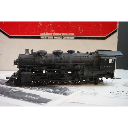 317 - Boxed Westside Model Company O gauge Atchison, Topeka & Santa Fe #3160 2-8-2 brass locomotive & tend... 