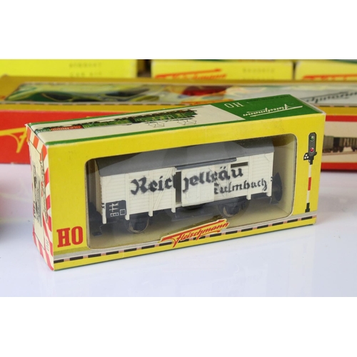 348 - Collection of Fleischmann HO gauge rolling stock contained in 9 boxes, a few part built examples, fe... 