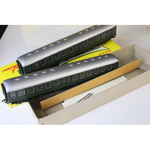 348 - Collection of Fleischmann HO gauge rolling stock contained in 9 boxes, a few part built examples, fe... 