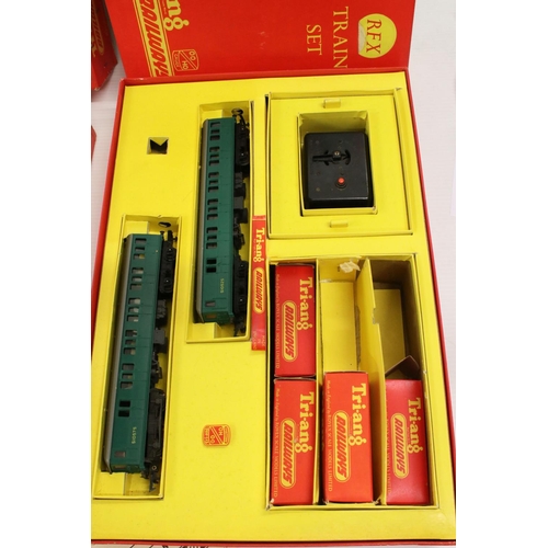 349 - Collection of OO gauge model railway contained with 2 x Triang train set boxes, includes a near comp... 