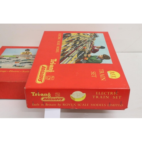 349 - Collection of OO gauge model railway contained with 2 x Triang train set boxes, includes a near comp... 