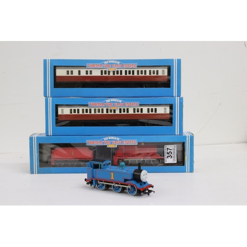 357 - Boxed Hornby Thomas The Tank Engine R852 James the Red Engine locomotive plus boxed R091 James's Com... 