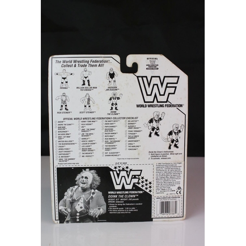 378 - WWF / WWE Wrestling - Original carded Hasbro WWF Doink The Clown figure on pink card, crease around ... 