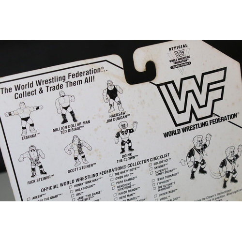 378 - WWF / WWE Wrestling - Original carded Hasbro WWF Doink The Clown figure on pink card, crease around ... 