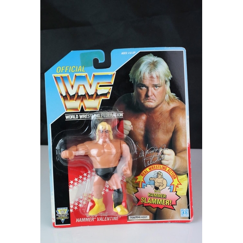 379 - WWF / WWE Wrestling - Original carded Hasbro WWF Greg The Hammer Valentine figure, creasing to botto... 