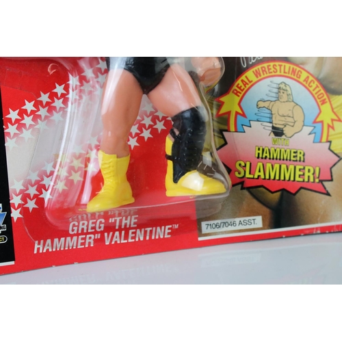 379 - WWF / WWE Wrestling - Original carded Hasbro WWF Greg The Hammer Valentine figure, creasing to botto... 