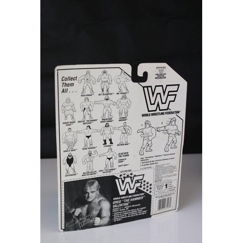 379 - WWF / WWE Wrestling - Original carded Hasbro WWF Greg The Hammer Valentine figure, creasing to botto... 