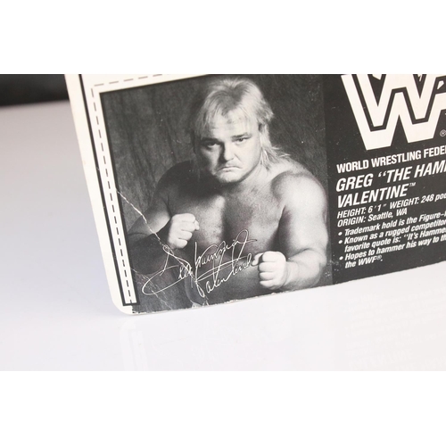 379 - WWF / WWE Wrestling - Original carded Hasbro WWF Greg The Hammer Valentine figure, creasing to botto... 