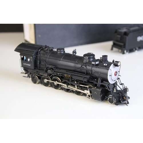 39 - Boxed Hallmark Models Inc HO gauge ATSF 9,000 Series 2-10-2 brass locomotive & tender made by Dong J... 