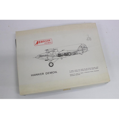 390 - Nine boxed 1/48 Aeroclub Models plastic kits to include Hawker Demon, DH 60G Moth, Folland Gnat, Glo... 