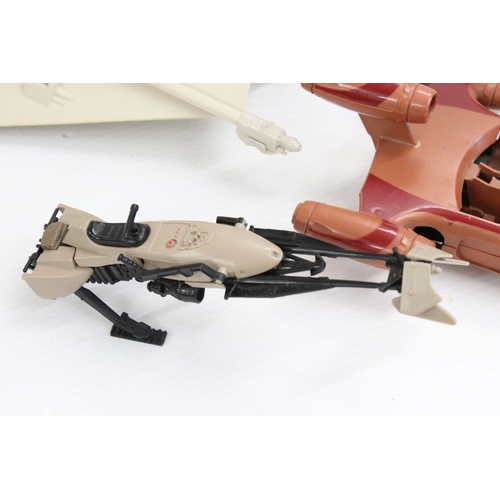 407 - Star Wars - Five playworn orignal Kenner Star Wars vehicles to include Battle Damaged X-Wing, Snowsp... 