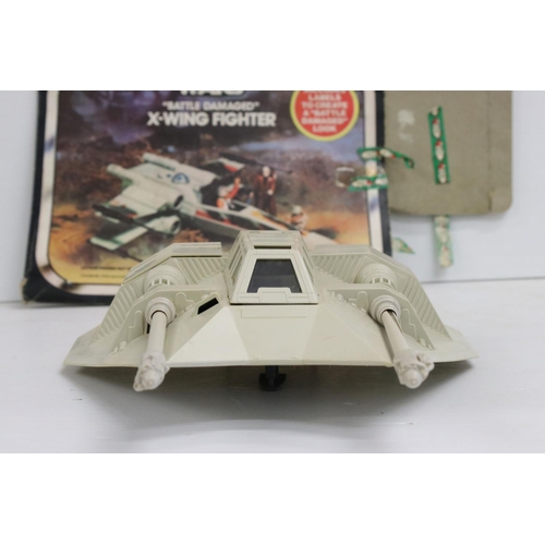 407 - Star Wars - Five playworn orignal Kenner Star Wars vehicles to include Battle Damaged X-Wing, Snowsp... 