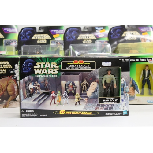 409 - Star Wars - Seven boxed and carded Kenner Star Wars action figures to include Jabba's Palace, Jabbe ... 