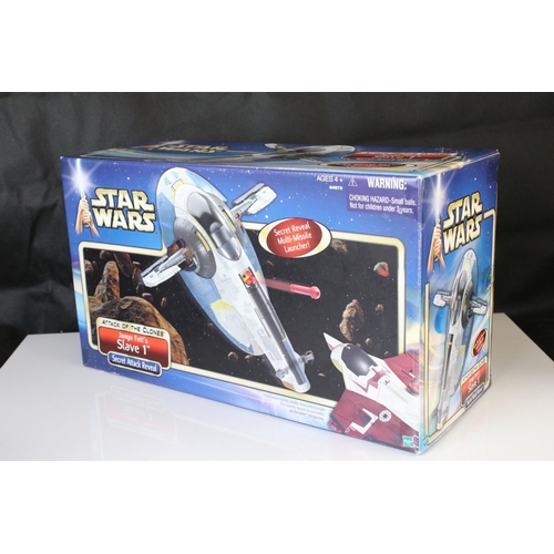 411 - Star Wars - Four boxed and carded Star Wars action figures, vehicle and play set to include Kenner L... 