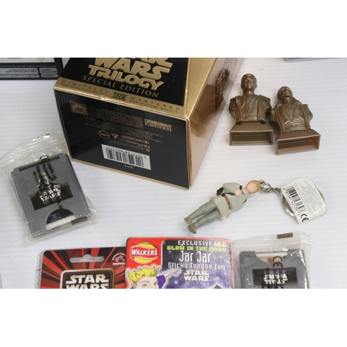 411 - Star Wars - Four boxed and carded Star Wars action figures, vehicle and play set to include Kenner L... 