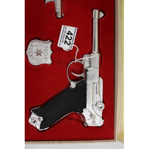 422 - Boxed Lone Star Luger Presentation Set complete with guns, bullets and Special Agent badge