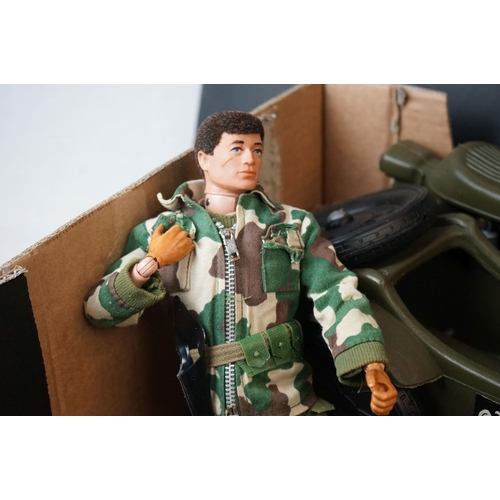 442 - Three playworn Palitoy Action Man figures to include Grenadier Guard (missing hands), Camouflage gea... 