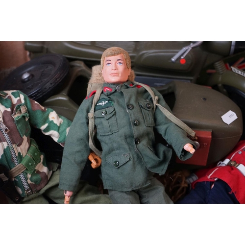 442 - Three playworn Palitoy Action Man figures to include Grenadier Guard (missing hands), Camouflage gea... 