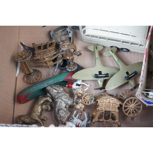 443 - Collection of mid 20th C metal & plastic figures and models to include Crescent Coronation Royal Coa... 