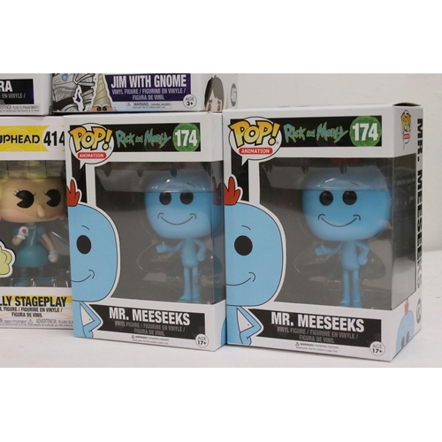 449 - 10 x Boxed Funko Pop Vinyls to include 13 Alana with Baby Hazel, 2 x 174 Mr Meeseeks, 2 x 227 Ballor... 