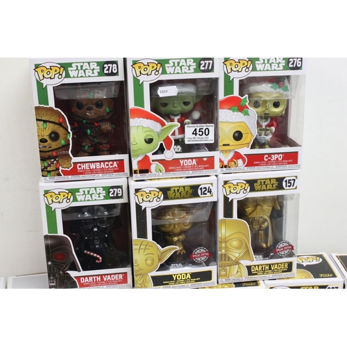 450 - Star Wars - 24 X Boxed Star Wars Funko Pop Vinyls to include 09 Darth Maul, 61 BB-8, 124 Yoda, 157 D... 