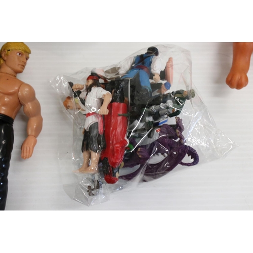 451 - 30+ playworn Circa 80's-00's action figures to include Masters of the Universe He-Man Battle Ram, 4 ... 