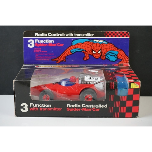 472 - Three battery operated toy cars to include Power Command Radio Controlled Spider-Man Car, Piko Spiel... 